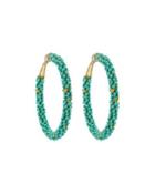 Beaded Hoop Earrings, Turquoise