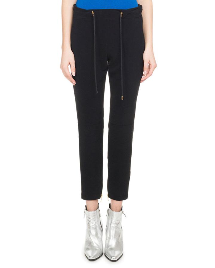 Drawstring-waist Jersey Track Pant W/ Zip-hem