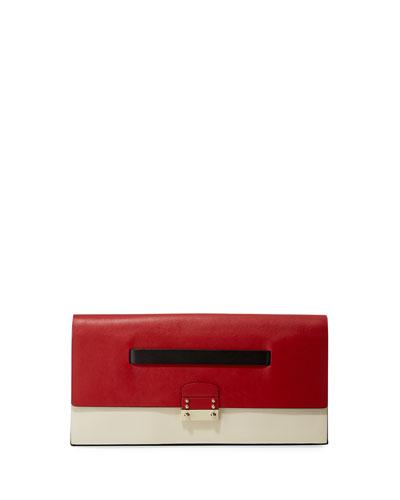 Colorblock Leather Clutch Bag