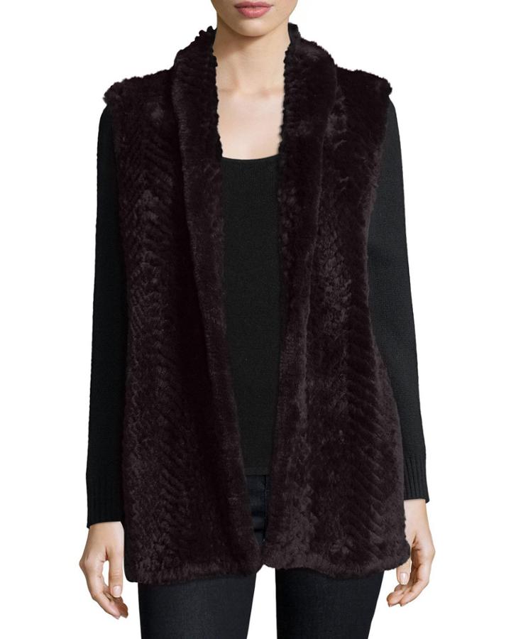 Luxury Cashmere Cardigan W/ Rabbit Fur Front