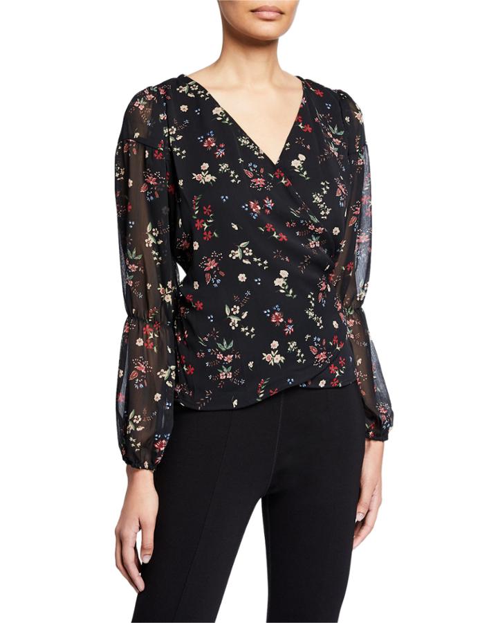 Surrey Floral Print Wrap Blouse