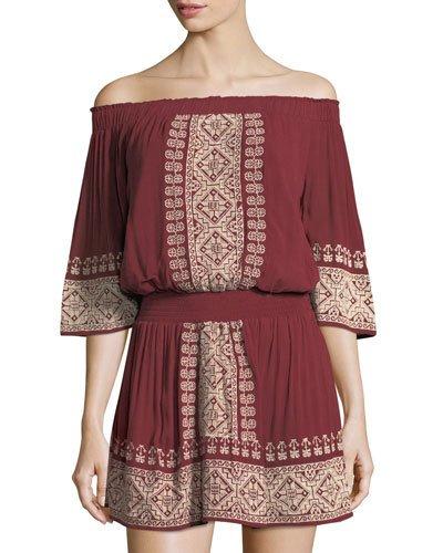 Fiona Off-the-shoulder Embroidered Dress