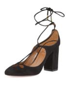 Dancer Suede Lace-up 85mm Pump, Black