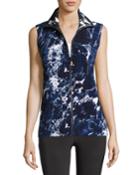 Sleeveless Reversible Marble-printed Turtle Jacket