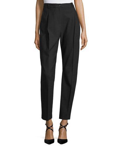 Pleated-front Straight-leg Pants, Black