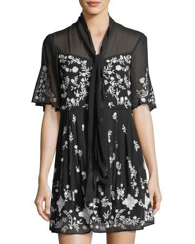 Midnight Garden Embroidered Dress