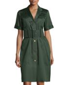 Gf Ferre Short-sleeve Button-front Dress, Green, Women's,