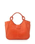 Nancy Gonzalez Small Dipped Crocodile Tote Bag, Orange, Women's, Orange Ag2