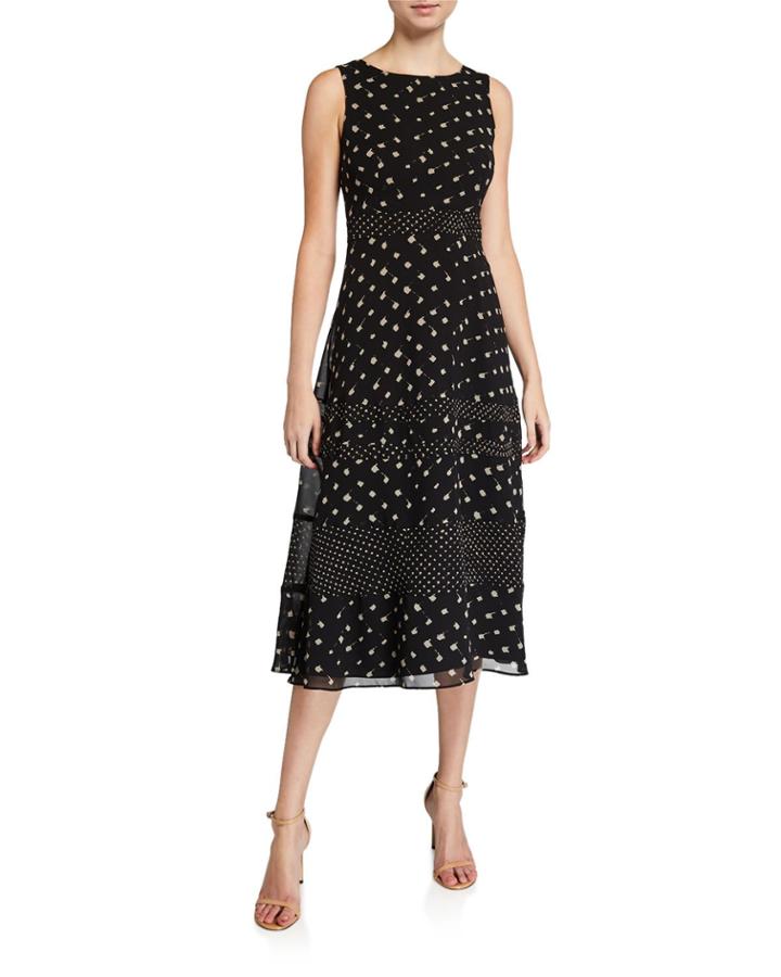 Dotted Sleeveless A-line Dress