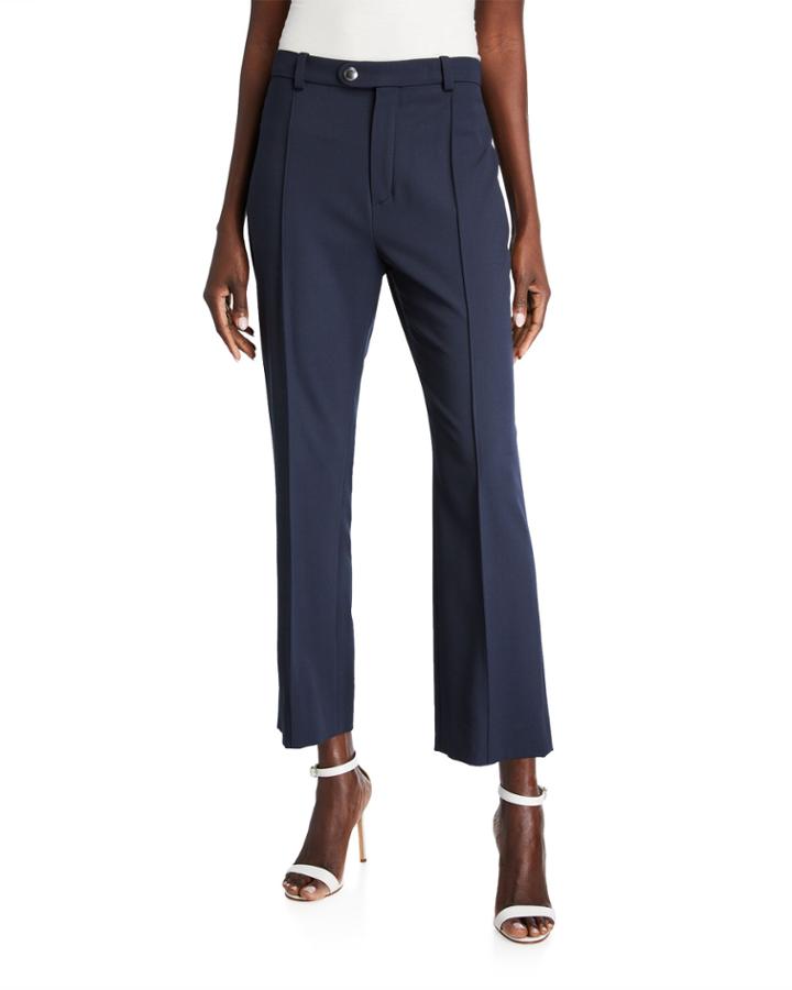 Straight Pleated Wool-blend Trousers