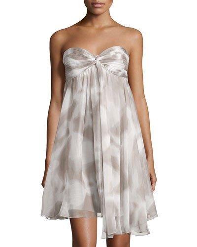 Strapless Flap-front Chiffon Dress,