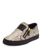 Snake-embossed Leather Sneaker, Berdyk Antrhacite