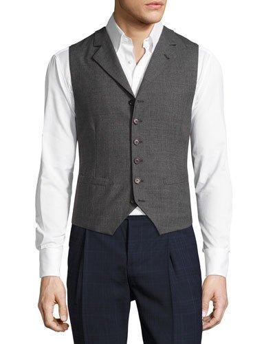 Wool Notch-collar Vest,