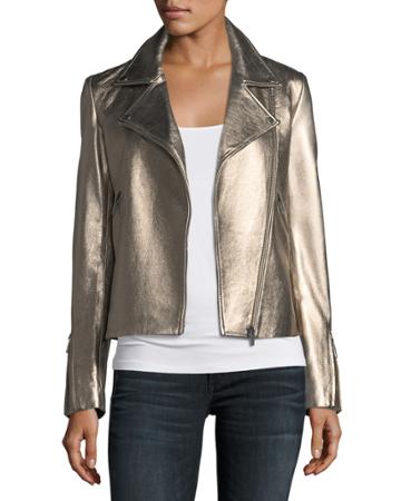Zip-front Metallic Leather