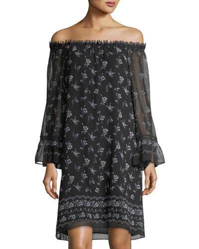 Off-the-shoulder Floral-print Dress