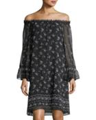 Off-the-shoulder Floral-print Dress