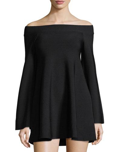 Off-the-shoulder Long-sleeve Dress