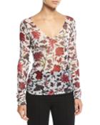 Long-sleeve V-neck Fitted Top