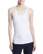 Scoop-neck Sleeveless Ribbed Tank W/