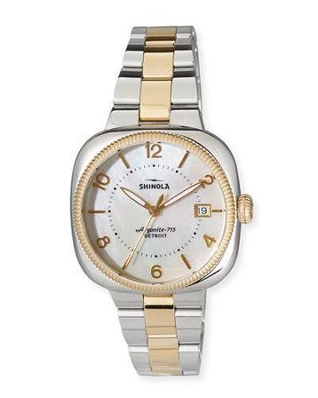 36mm Women's Gomelsky Two-tone Bracelet Watch, White/yellow