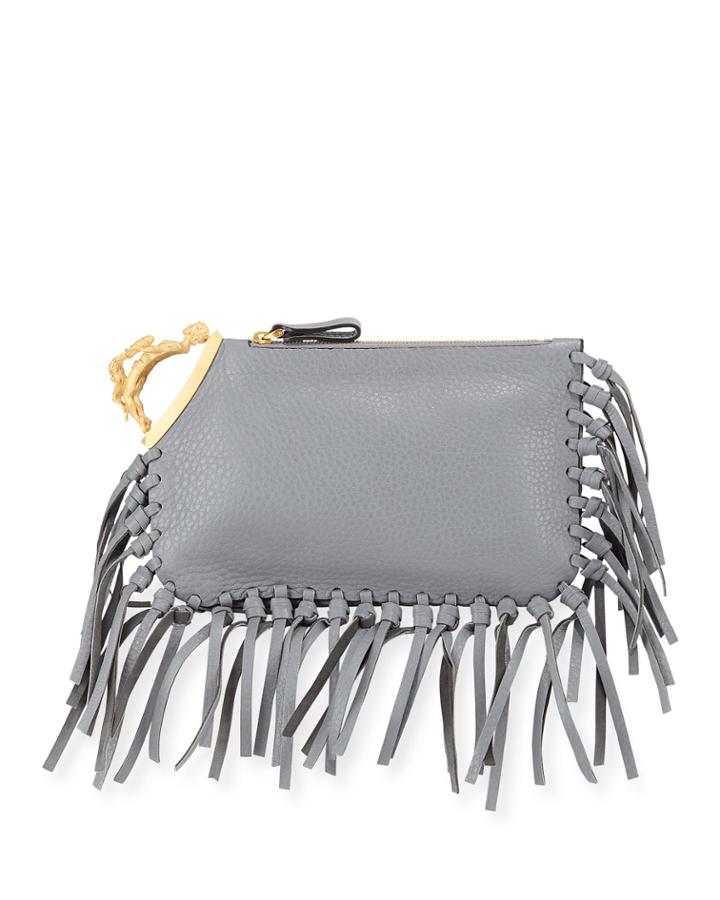 Aquarius Finger Clutch Bag With Fringe