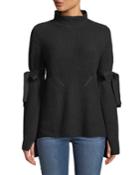 Bell-sleeve Mock-neck Knit