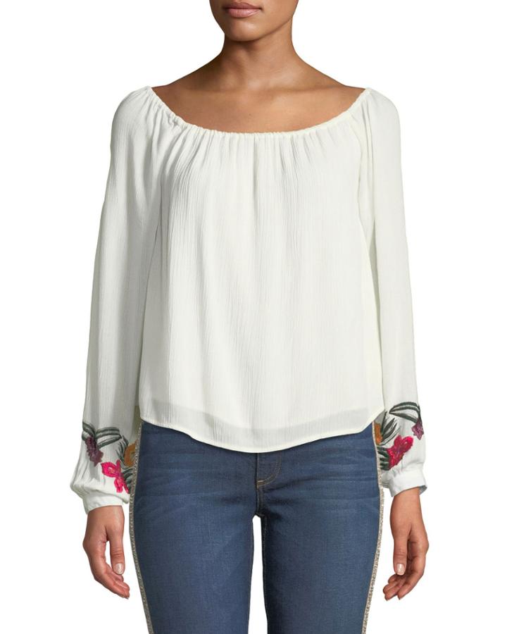 Over-the-sea Embroidered-sleeve Blouse