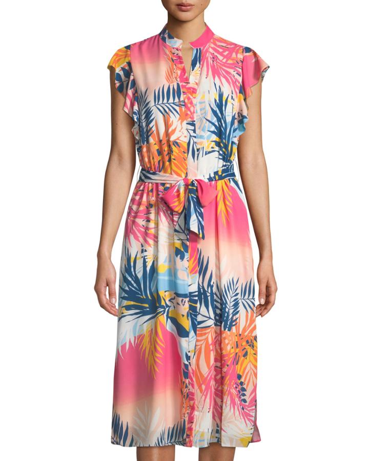 Flutter-sleeve Tie-waist