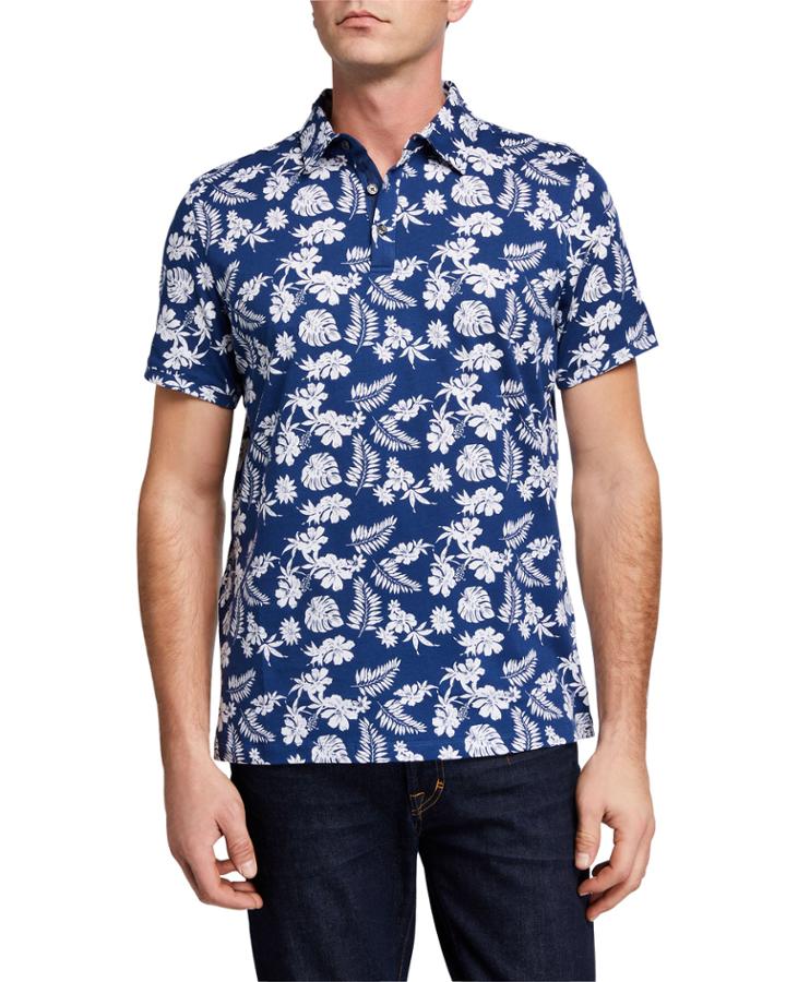 Men's Leaf Print Polo