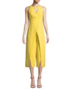 Crepe Keyhole-neck Jumpsuit
