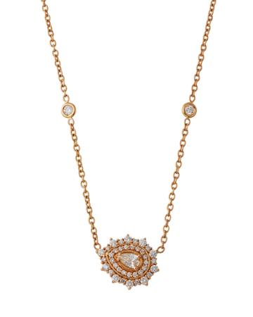 18k Rose Gold East-west Diamond Pear Pendant Necklace