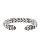 Torque Cuff Bracelet W/ Amethyst End Caps