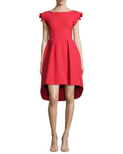 Rosette Cap-sleeve High-low Dress
