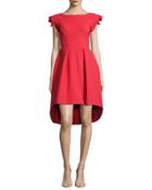 Rosette Cap-sleeve High-low Dress