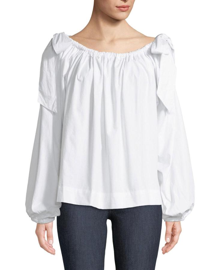Vera Cold-shoulder Balloon-sleeve Blouse