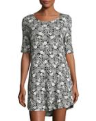 Lizzie Floral-print Dress, Black Pattern