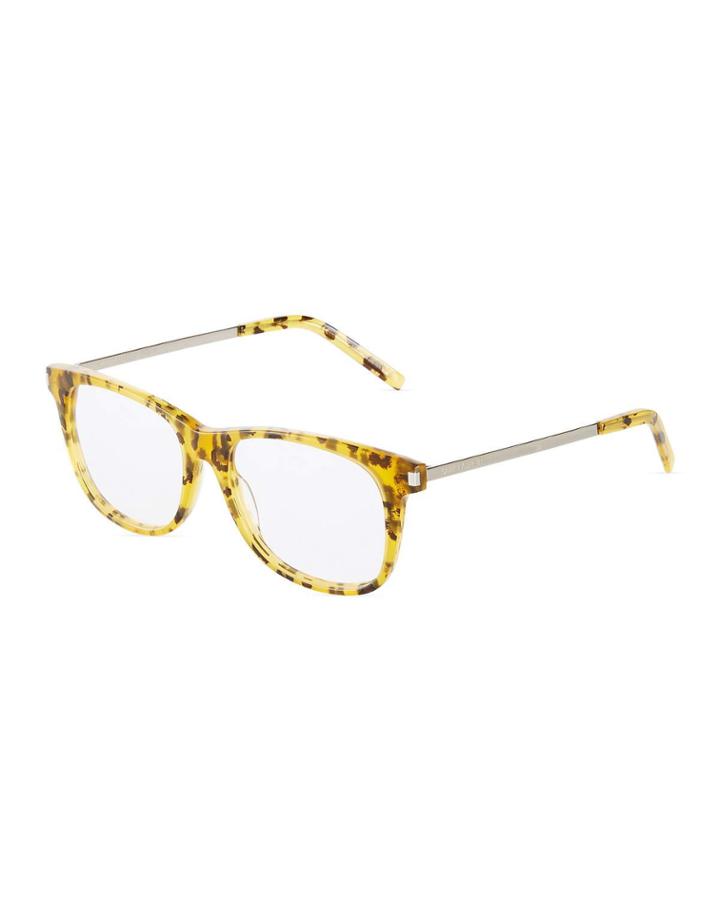 Square Leopard-print Acetate/metal Optical Glasses