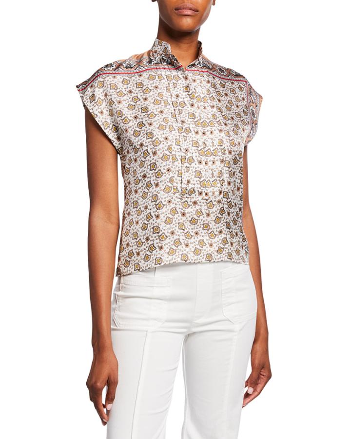 Bandana-print Cap-sleeve Top