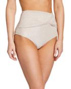 Metallic Twist-front High-waist Bikini Bottom