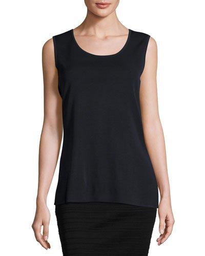 Scoop-neck Knit Long Tank, Navy
