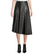A-line Leather Skirt W/ Grommet Detail