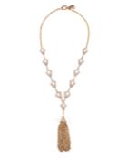 Odeon Tassel Necklace W/ Crystals