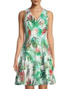 Palm Leaf Fit-&-flare Dress