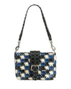 Floral-studded With Faux Belt Buckle