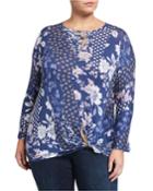 Plus Size Printed 3/4-sleeve