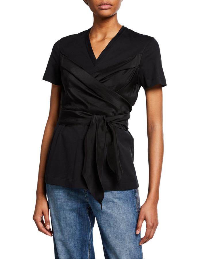 Short-sleeve Silk Wrapped Cotton Tee