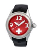 Bubble Swiss Flag Watch W/ Rubber