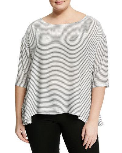 Finian Striped Top, Navy,