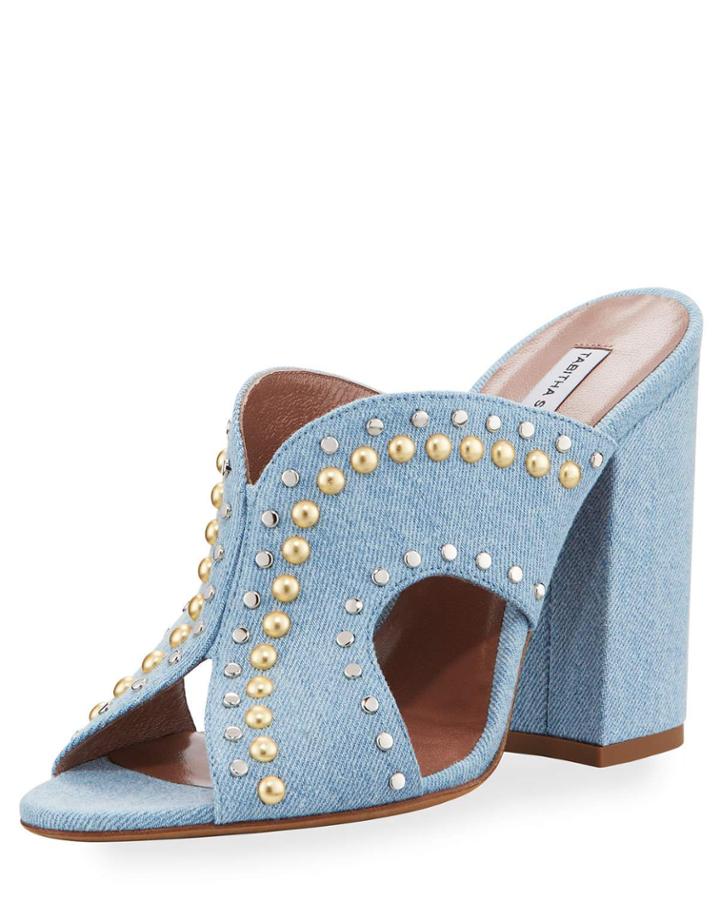 Celia Studded Denim Mule