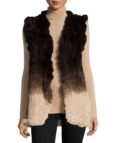 Ombre Rabbit-fur Vest, Brown